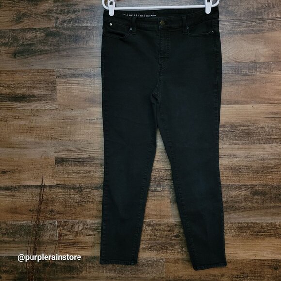 Talbots Jeans Sz 10 Slim Ankle Flawless Tummy Control Mid Rise Black Wash Denim - Picture 1 of 12